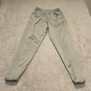 Under Armour Men's Sweatpants Gray W/ Green Loose Fit Storm Size S